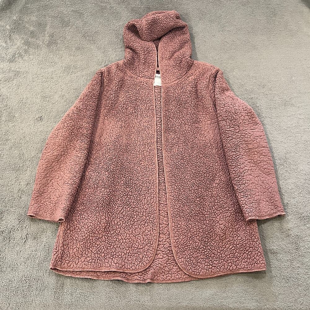 PINK Victoria's Secret Teddy Sherpa Dusty Rose Hooded Cozy Cardigan Women's Sz M